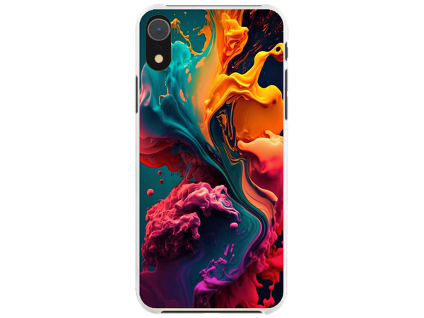 Husa Silicon HQCover compatibila cu Apple iPhone XR, model Explozie de culori v1, rezistenta la socuri si zgarieturi, SP1M00029