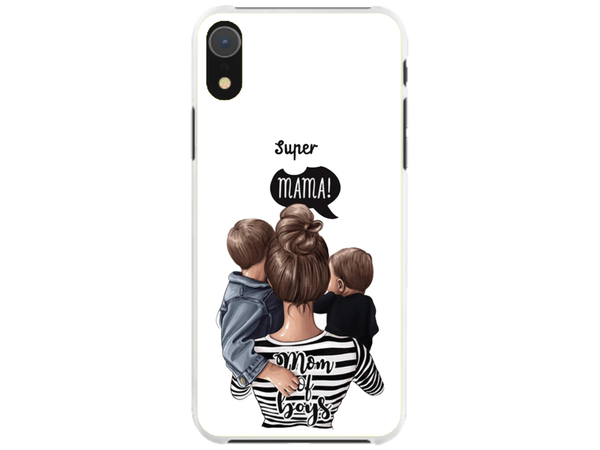 Husa Silicon HQCover compatibila cu Apple iPhone XR, model Super Mom of Boys, rezistenta la socuri si zgarieturi, SP1M00031