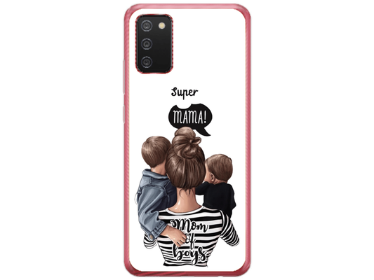 Husa Silicon HQCover compatibila cu Samsung Galaxy A03s, model Super Mom of Boys, rezistenta la socuri si zgarieturi, SP1M00031