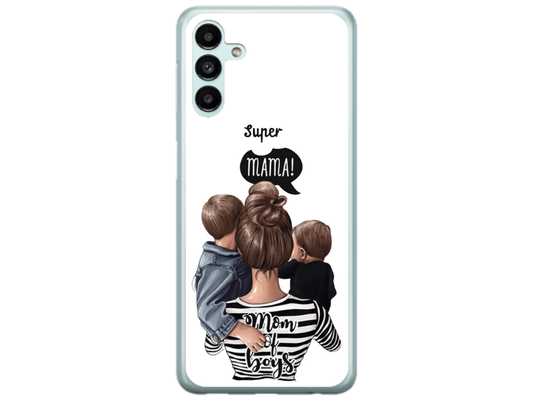 Husa Silicon HQCover compatibila cu Samsung Galaxy A14 5G, model Super Mom of Boys, rezistenta la socuri si zgarieturi, SP1M00031