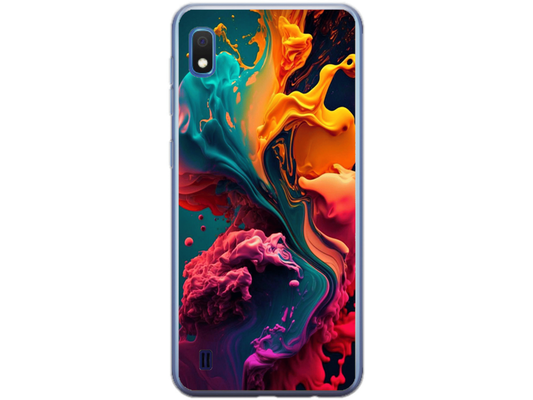 Husa Silicon HQCover compatibila cu Samsung Galaxy A10, model Explozie de culori v1, rezistenta la socuri si zgarieturi, SP1M00029