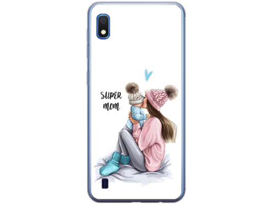Husa Silicon HQCover compatibila cu Samsung Galaxy A10, model Super Mom, rezistenta la socuri si zgarieturi, SP1M00030