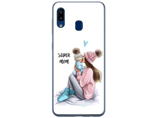 Husa Silicon HQCover compatibila cu Samsung Galaxy A20e, model Super Mom, rezistenta la socuri si zgarieturi, SP1M00030
