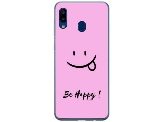 Husa Silicon HQCover compatibila cu Samsung Galaxy A20e, model Be Happy, rezistenta la socuri si zgarieturi, SP1M00033