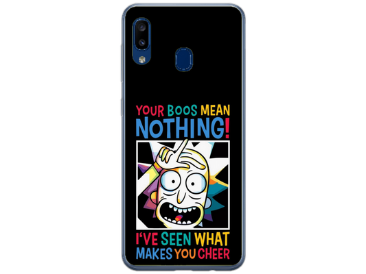 Husa Silicon HQCover compatibila cu Samsung Galaxy A20e, model Rick and Morty, rezistenta la socuri si zgarieturi, SP1M00048