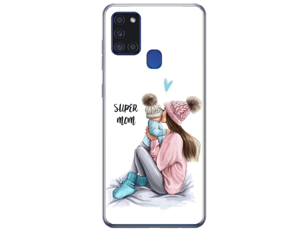 Husa Silicon HQCover compatibila cu Samsung Galaxy A21s, model Super Mom, rezistenta la socuri si zgarieturi, SP1M00030