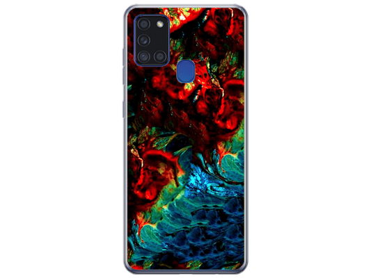 Husa Silicon HQCover compatibila cu Samsung Galaxy A21s, model Explozie de culori v2, rezistenta la socuri si zgarieturi, SP1M00043