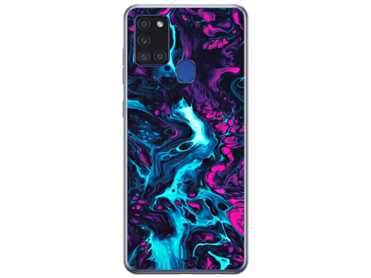 Husa Silicon HQCover compatibila cu Samsung Galaxy A21s, model Explozie de culori v3, rezistenta la socuri si zgarieturi, SP1M00044