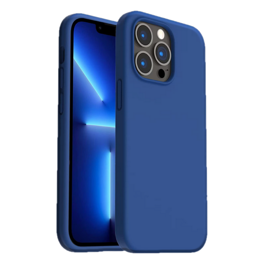 Husa de protectie Silicon compatibila cu Apple iPhone 13 Pro Max, albastra, rezistenta la socuri, tip carcasa, interior microfibra
