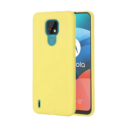 Husa de protectie Silicon compatibila cu Motorola Moto E7 Power, galbena, rezistenta la socuri, tip carcasa, interior microfibra
