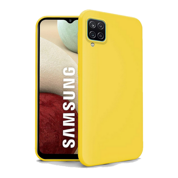 Husa de protectie Silicon compatibila cu Samsung Galaxy A12, galbena, rezistenta la socuri, tip carcasa, interior microfibra