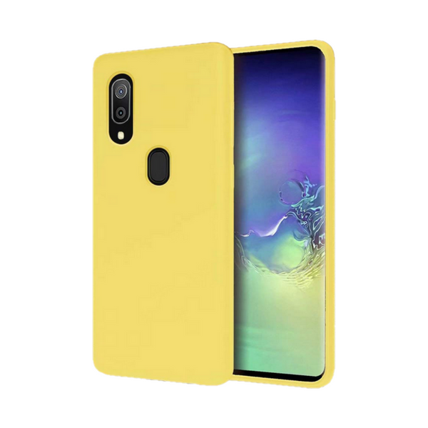 Husa de protectie Silicon compatibila cu Samsung Galaxy A40, galbena, rezistenta la socuri, tip carcasa, interior microfibra