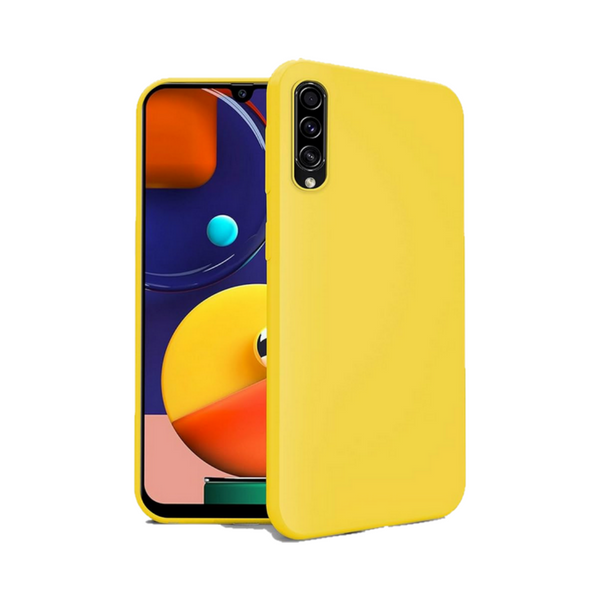 Husa de protectie Silicon compatibila cu Samsung Galaxy A50, galbena, rezistenta la socuri, tip carcasa, interior microfibra