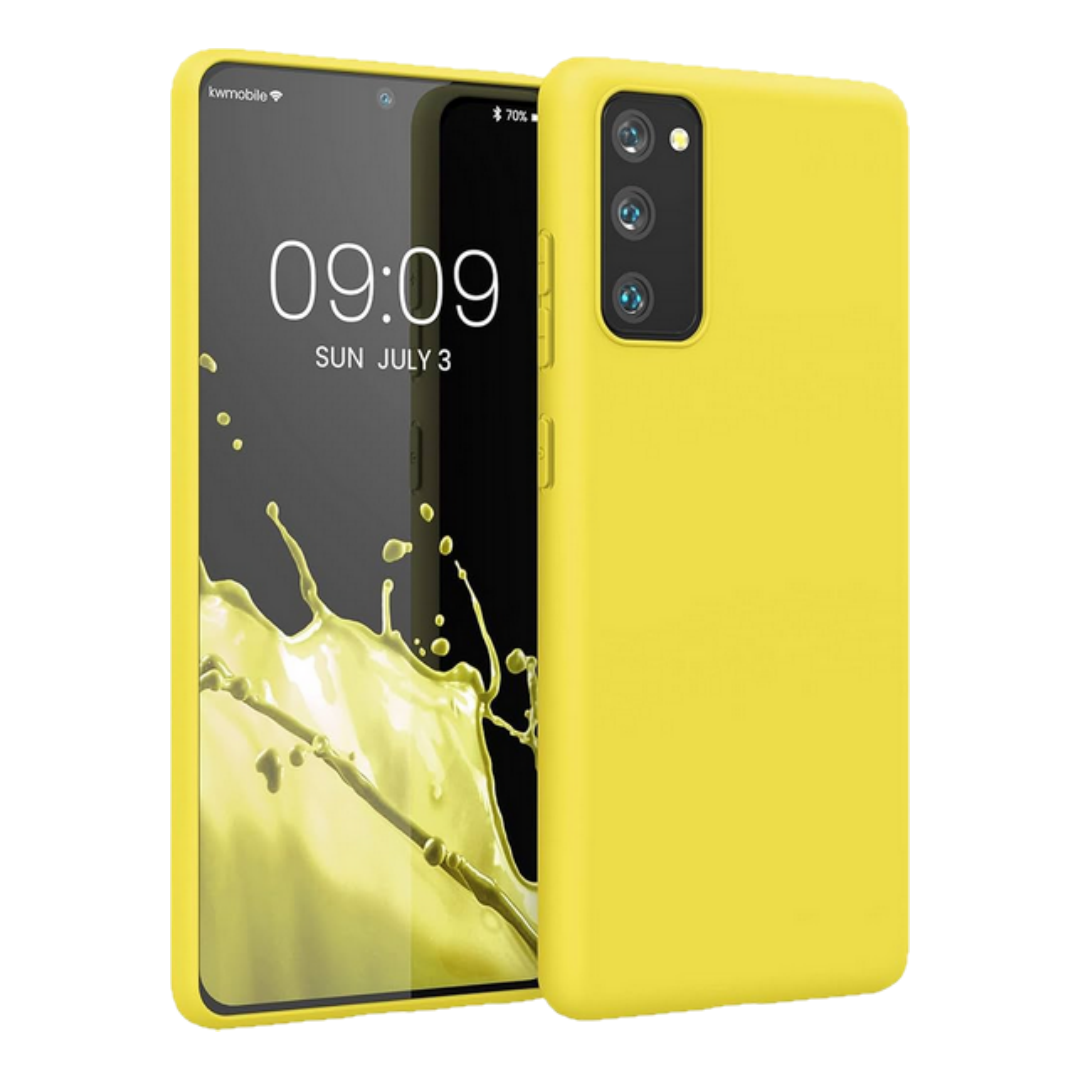 Husa de protectie Silicon compatibila cu Samsung Galaxy S20 FE, galbena, rezistenta la socuri, tip carcasa, interior microfibra