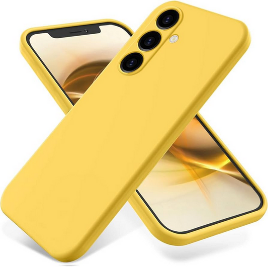 Husa de protectie Silicon compatibila cu Samsung Galaxy S23 FE, galbena, rezistenta la socuri, tip carcasa, interior microfibra