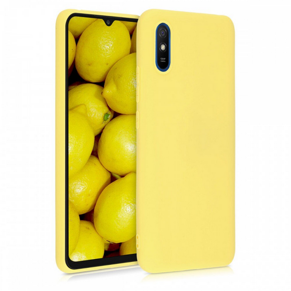 Husa de protectie Silicon compatibila cu Xiaomi Redmi 9A, galbena, rezistenta la socuri, tip carcasa, interior microfibra