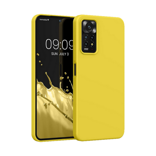 Husa de protectie Silicon compatibila cu Xiaomi Redmi Note 11 Pro, galbena, rezistenta la socuri, tip carcasa, interior microfibra