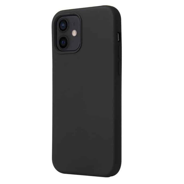 Husa de protectie Silicon compatibila cu Apple iPhone 12 Mini, neagra, rezistenta la socuri, tip carcasa, interior microfibra