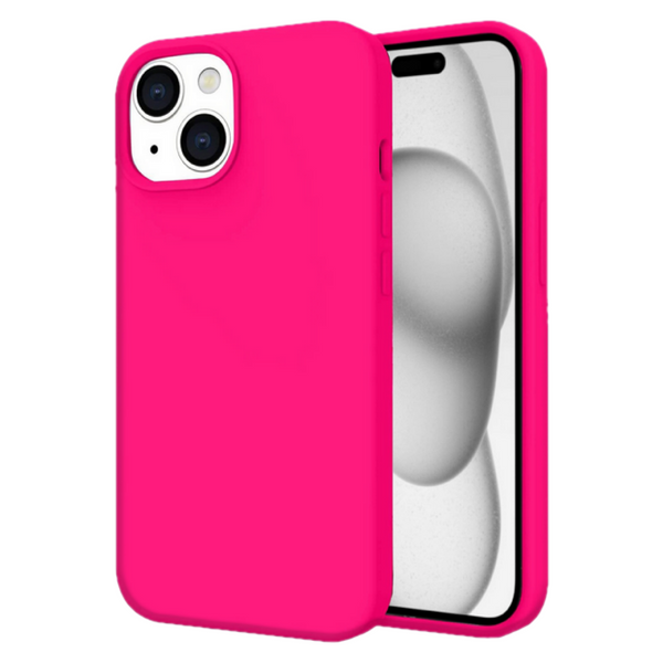 Husa de protectie Silicon compatibila cu Apple iPhone 13 Mini, roz neon, rezistenta la socuri, tip carcasa, interior microfibra