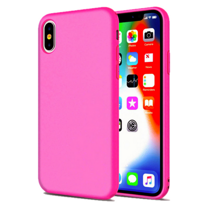 Husa de protectie Silicon compatibila cu Apple iPhone XR, roz neon, rezistenta la socuri, tip carcasa, interior microfibra