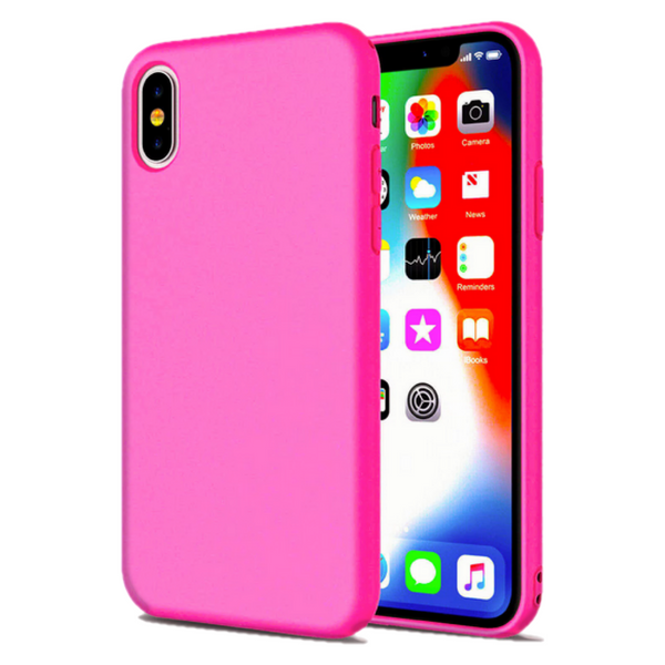 Husa de protectie Silicon compatibila cu Apple iPhone XS Max, roz neon, rezistenta la socuri, tip carcasa, interior microfibra