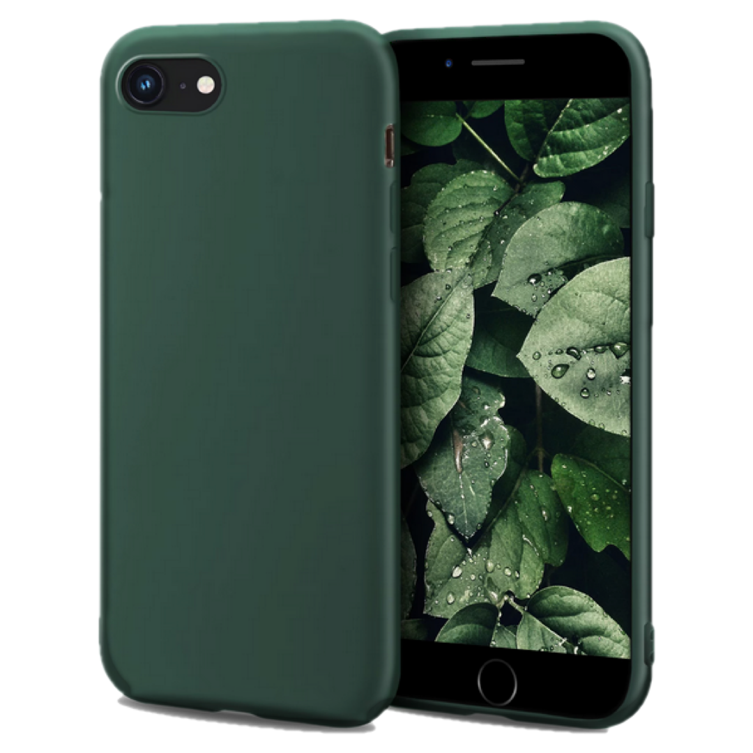 Husa de protectie Silicon compatibila cu Apple iPhone 7, verde inchis, rezistenta la socuri, tip carcasa, interior microfibra