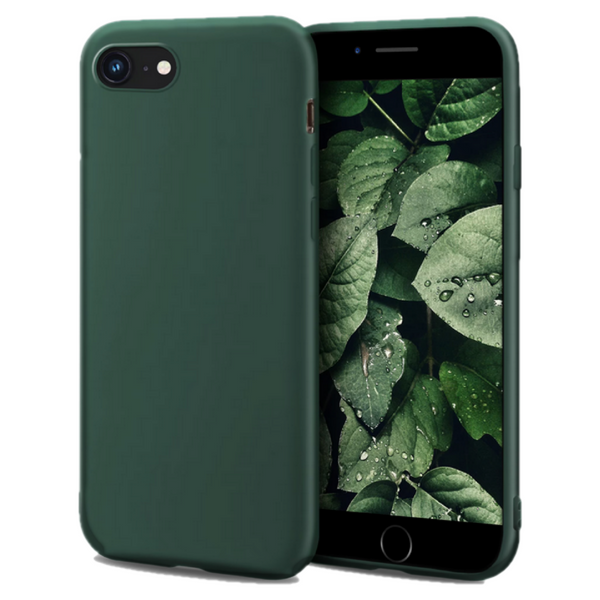 Husa de protectie Silicon compatibila cu Apple iPhone 7, verde inchis, rezistenta la socuri, tip carcasa, interior microfibra