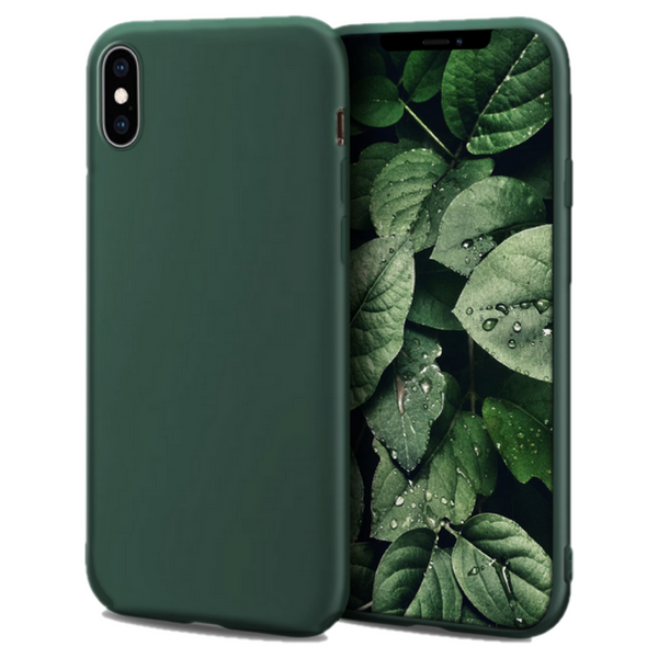 Husa de protectie Silicon compatibila cu Apple iPhone XS Max, verde inchis, rezistenta la socuri, tip carcasa, interior microfibra