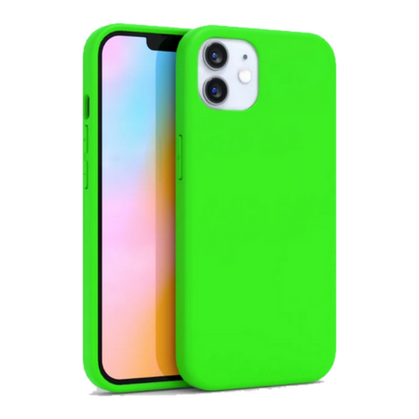 Husa de protectie Silicon compatibila cu Apple iPhone 11, verde neon, rezistenta la socuri, tip carcasa, interior microfibra