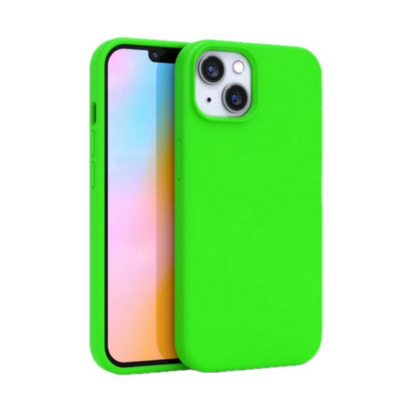 Husa de protectie Silicon compatibila cu Apple iPhone 13, verde neon, rezistenta la socuri, tip carcasa, interior microfibra