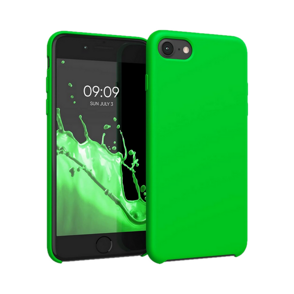 Husa de protectie Silicon compatibila cu Apple iPhone 7 Plus, verde neon, rezistenta la socuri, tip carcasa, interior microfibra