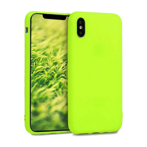 Husa de protectie Silicon compatibila cu Apple iPhone XS Max, verde neon, rezistenta la socuri, tip carcasa, interior microfibra