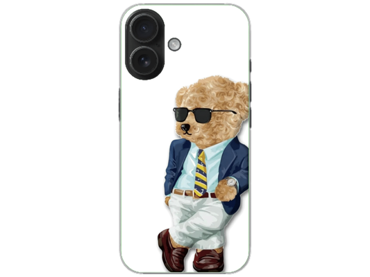 Husa Silicon HQCover compatibila cu Apple iPhone 16, model Urs Cool, rezistenta la socuri si zgarieturi, SP1M00012