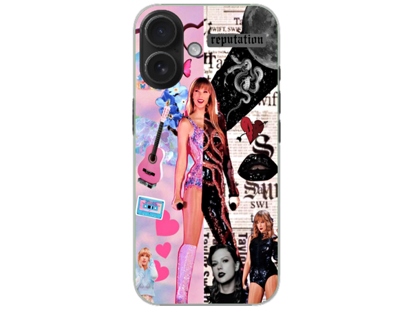 Husa Silicon HQCover compatibila cu Apple iPhone 16, model Taylor Swift v2, rezistenta la socuri si zgarieturi, SP1M00026