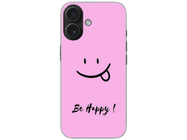 Husa Silicon HQCover compatibila cu Apple iPhone 16, model Be Happy, rezistenta la socuri si zgarieturi, SP1M00033