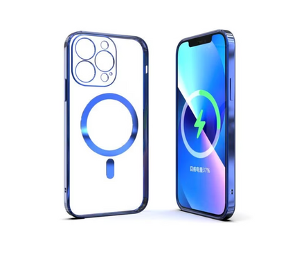 Husa de protectie MagSafe compatibila cu Apple iPhone 12 Pro Max, albastra, functie incarcare wireless, rezistenta la socuri