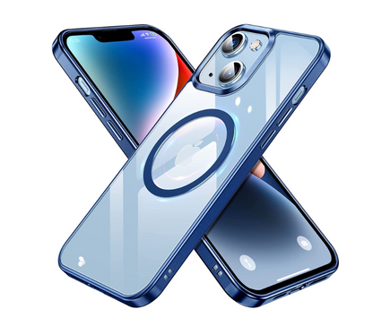 Husa de protectie MagSafe compatibila cu Apple iPhone 15 Pro Max, albastra, functie incarcare wireless, rezistenta la socuri