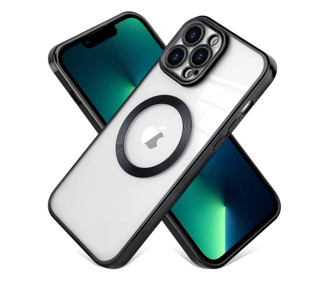 Husa de protectie MagSafe compatibila cu Apple iPhone 15 Pro Max, neagra, functie incarcare wireless, rezistenta la socuri