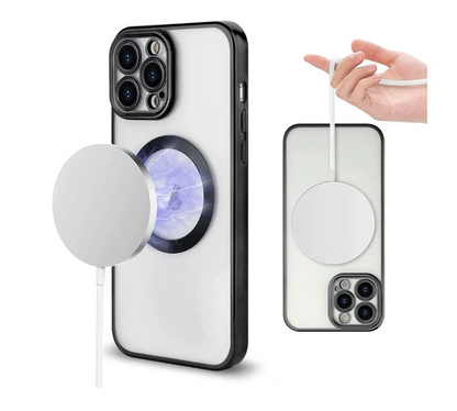 Husa de protectie MagSafe compatibila cu Apple iPhone 13 Mini, neagra, functie incarcare wireless, rezistenta la socuri