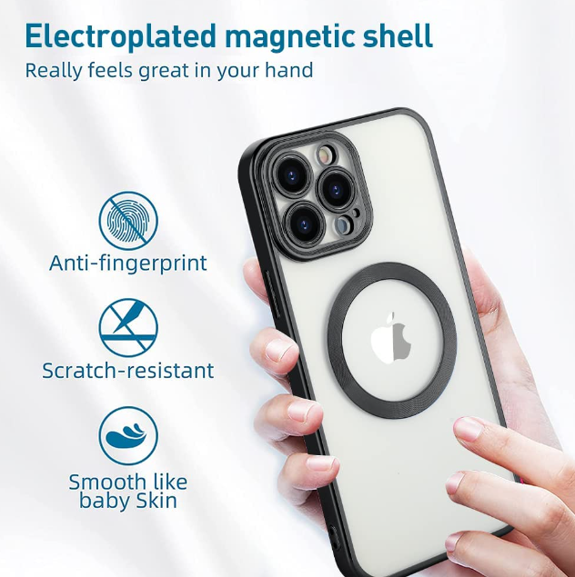 Husa de protectie MagSafe compatibila cu Samsung Galaxy S24 Ultra, neagra, functie incarcare wireless, rezistenta la socuri