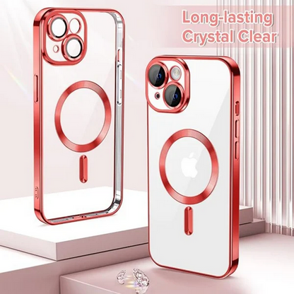 Husa de protectie MagSafe compatibila cu Apple iPhone 13, rosie, functie incarcare wireless, rezistenta la socuri