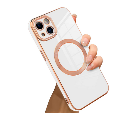 Husa de protectie MagSafe compatibila cu Apple iPhone 13 Mini, roz pal, functie incarcare wireless, rezistenta la socuri