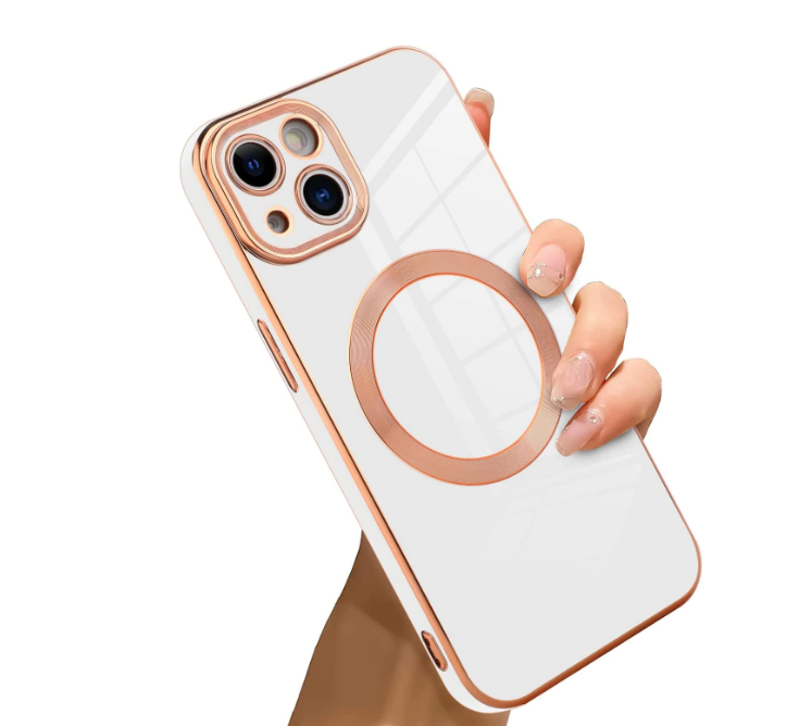 Husa de protectie MagSafe compatibila cu Apple iPhone 14 Pro, roz pal, functie incarcare wireless, rezistenta la socuri