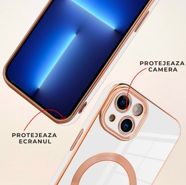 Husa de protectie MagSafe compatibila cu Apple iPhone 14, roz pal, functie incarcare wireless, rezistenta la socuri