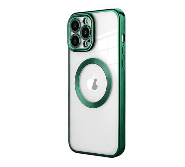 Husa de protectie MagSafe compatibila cu Apple iPhone 11, verde inchis, functie incarcare wireless, rezistenta la socuri