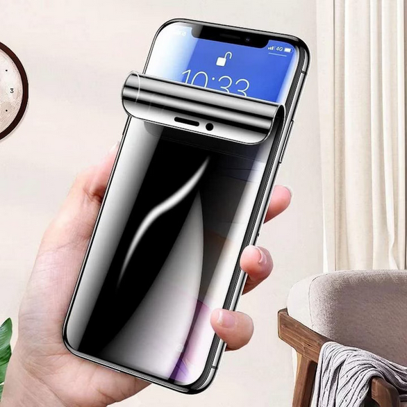 Folie de silicon regenerabila privacy compatibila cu Motorola Moto G04, Case Friendly, HQShield, Hydrogel, Flexibila, Full Glue