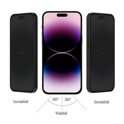 Set Husa Silicon + Folie din sticla Privacy compatibila cu Apple iPhone 15 Pro, roz pudra, protectie 360