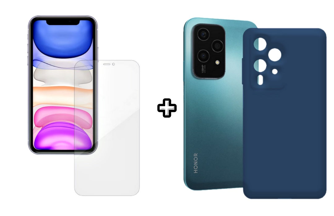 Set Husa Silicon plus Folie din silicon Case Friendly compatibila cu Honor 200 Lite, albastra, protectie 360