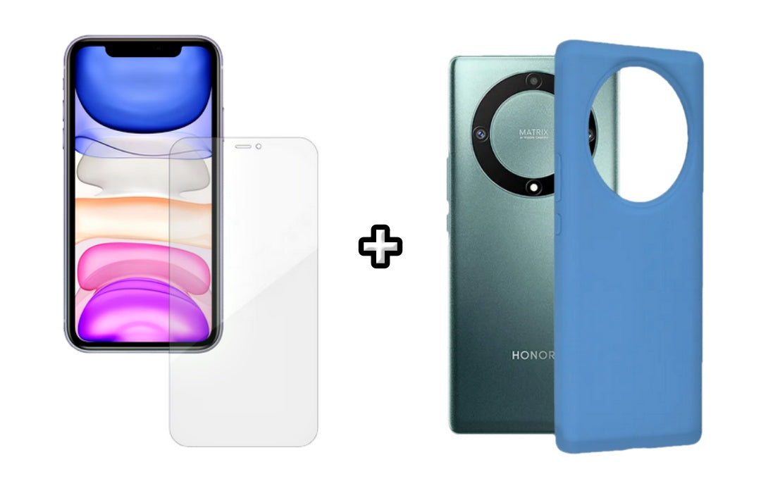 Set Husa Silicon plus Folie din silicon Case Friendly compatibila cu Honor Magic6 Lite, albastra, protectie 360