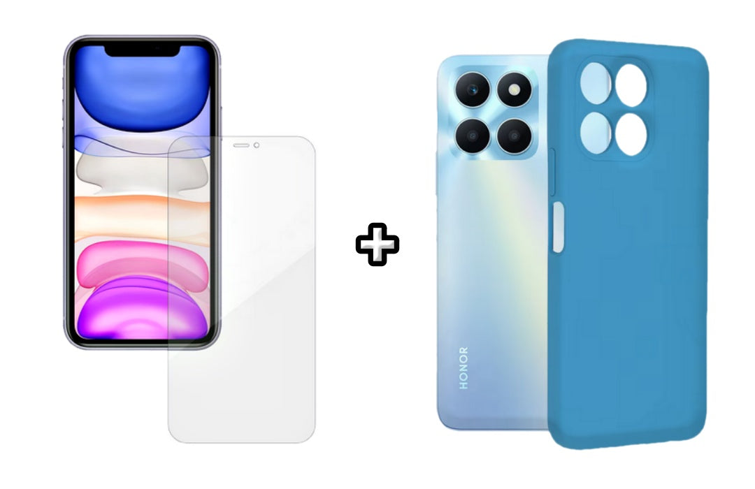 Set Husa Silicon plus Folie din silicon Case Friendly compatibila cu Honor X8b, albastra, protectie 360